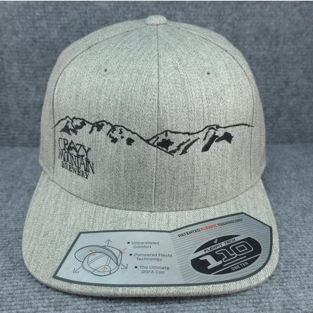 Crazy‎ Mountain Brewery Hat Cap Mens Snapback Gray Craft Beer Party Stout IPA